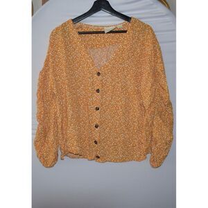 Maeve by Anthropologie Blouse/Top size Medium Orange with white‎ flowers